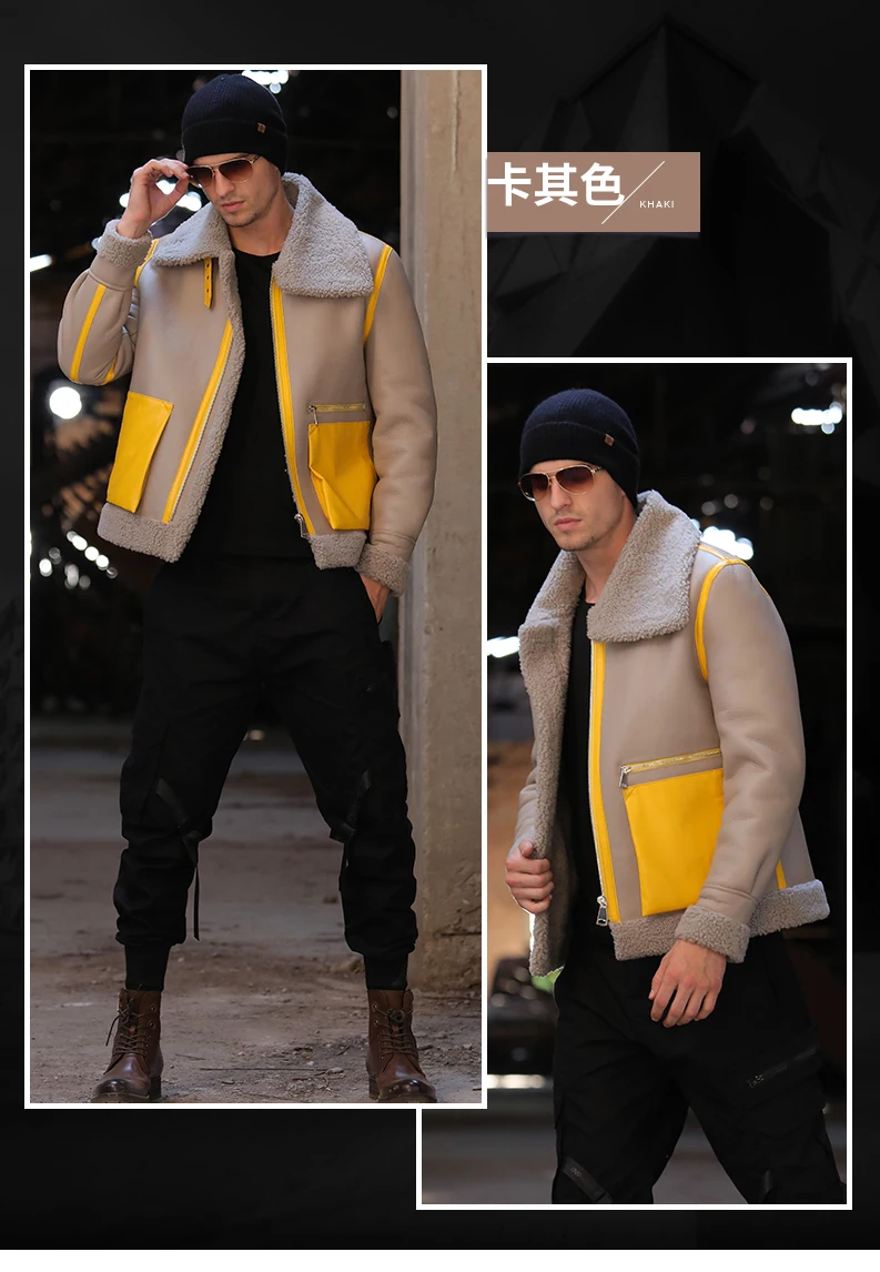 Пальто с мехом Для Мужчин's Shearling куртка B3 летная куртка короткой меховой кожаный жакет импортируется из шерсти из Австралии Для мужчин из овчей солнцезащитные очки-авиаторы
