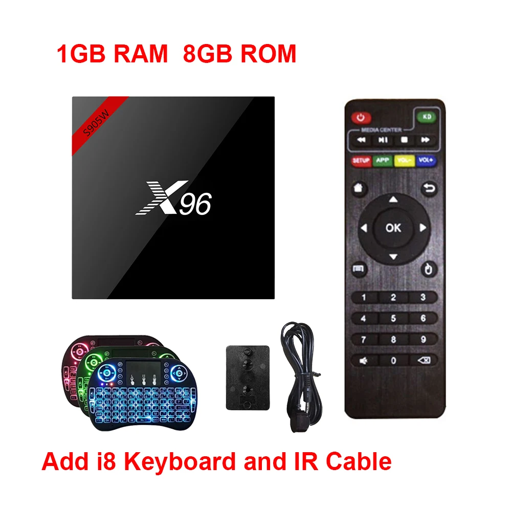 X96 Android 7,1 Смарт ТВ коробка, Wi-Fi, S905W 4 ядра Декодер каналов кабельного телевидения медиа-проигрыватель 4K X 96 X96 W компьютерной приставки к телевизору - Цвет: 1G 8G i8