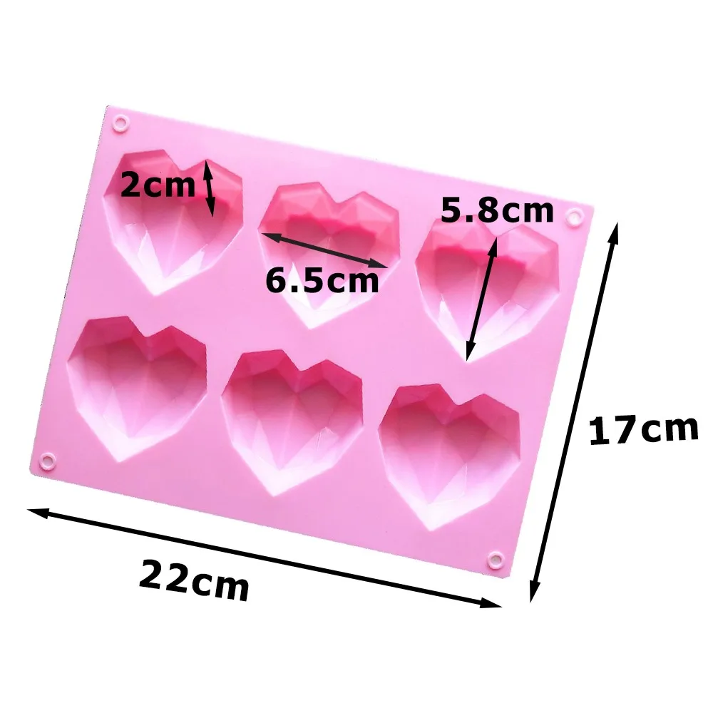 

6/8 Cavity Diamond Love Silicone Mold DIY Cake Mold Practical Baking Accessories 3D Diamond Love Mousse Cake Chocolate Mold