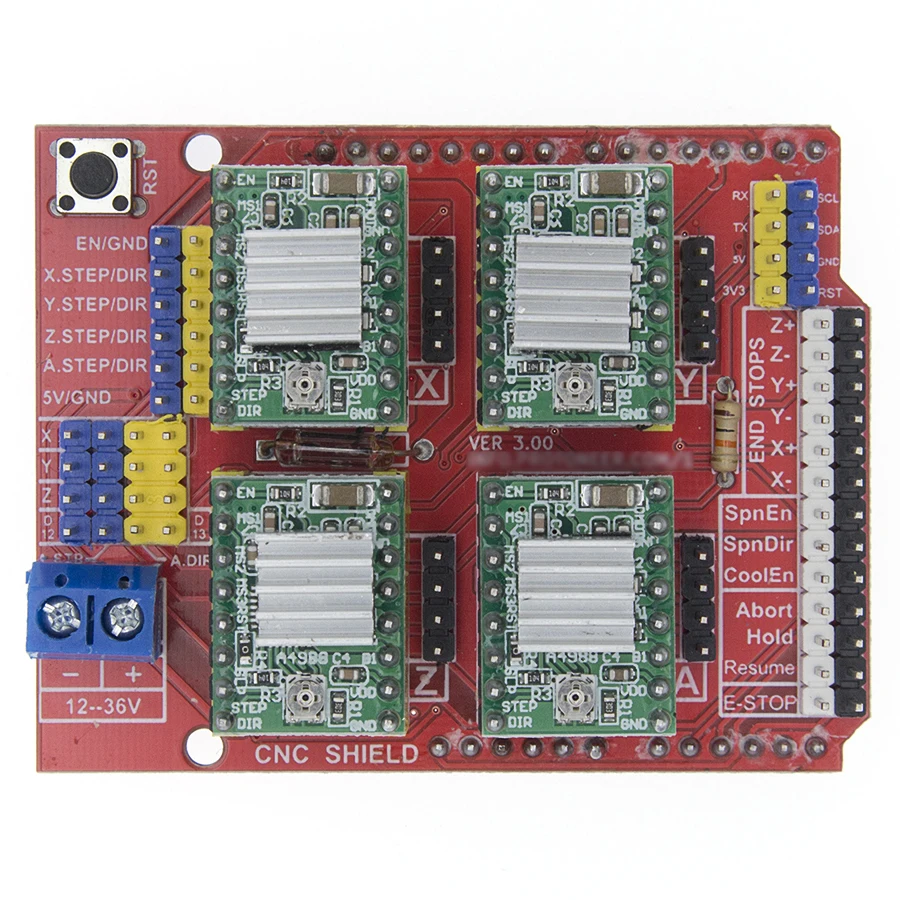 DIY KIT CNC Щит Плата расширения для 3d принтера+ 4 x A4988 Драйвер шагового двигателя с радиатором+ UNO R3 DIY