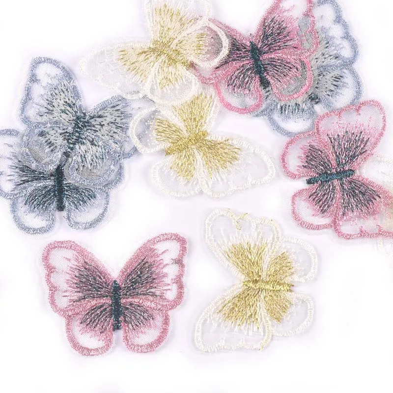 10 шт. аппликации в виде бабочки для рукоделия, свадебные кружевные нашивки для рукоделия, аксессуары для одежды, юбки, принадлежности для шитья ручной работы, 41x52 мм c2486