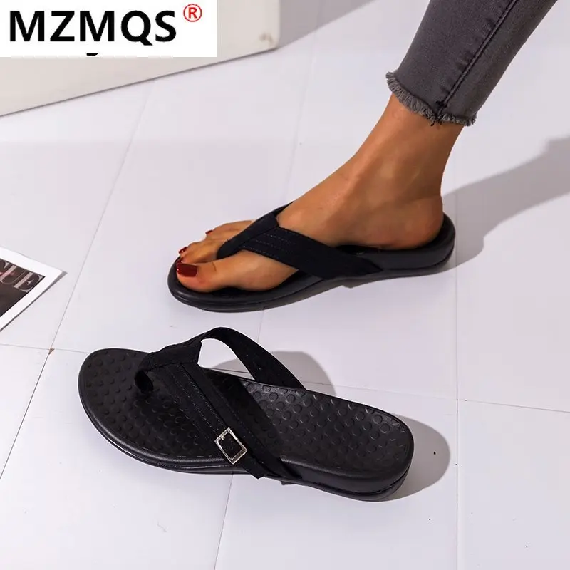 

Women Slipper 2021 Summer Fashion Pinch Casual Flat Flip Flops Slope Heel Women Outdoor Open Toe Beach Sandals Zapatos Mujer