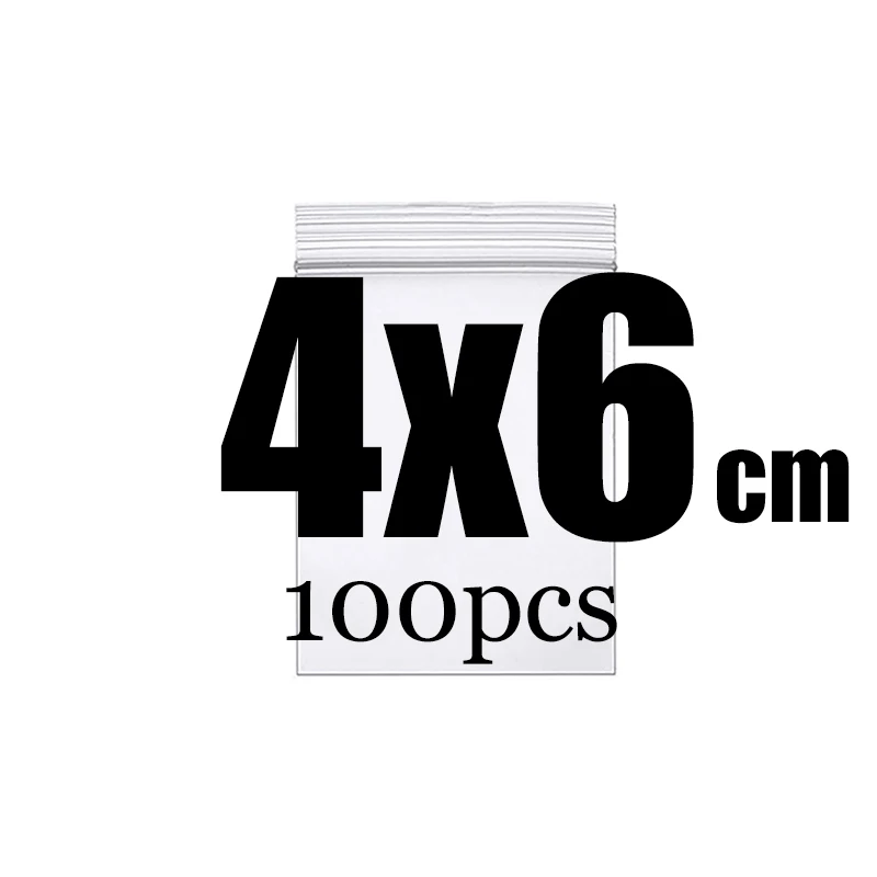 4x6CM 100PCS Высококлассные толстые прозрачные пакеты на молнии с застежкой-молнией, пищевая посылка, сумка для хранения, прозрачная пластиковая маленькая упаковочная полиэтиленовая сумка на молнии - Цвет: 4x6CM 100PCS
