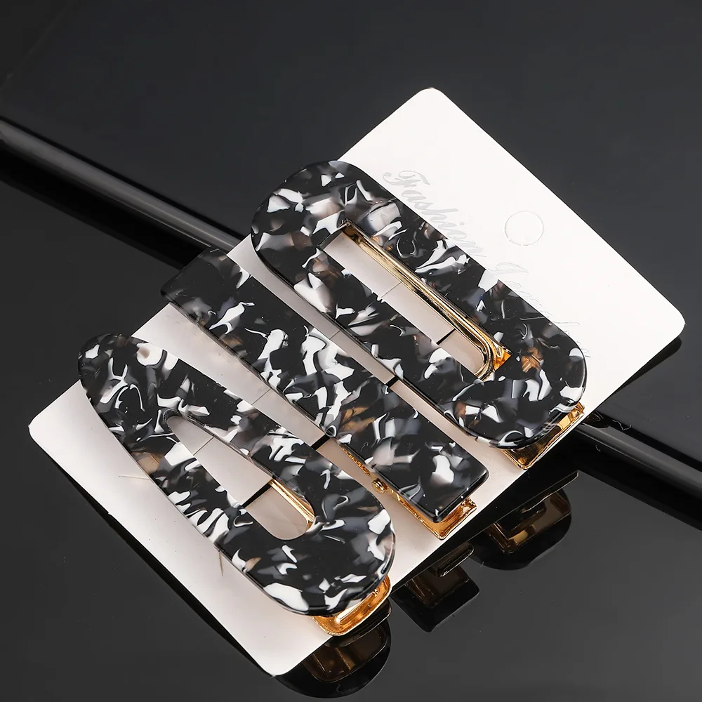 

New 3PCS/Set Fashion Leopard Acetate Geometric Hair Clips For Women Girls Headband Sweet Hairpins Barrettes Hair Accessories Set