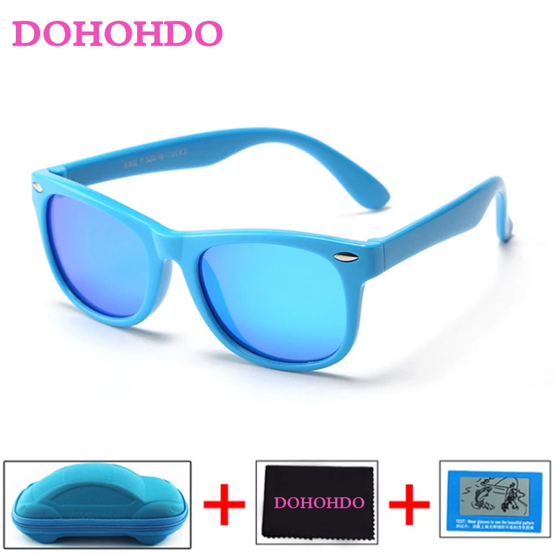 

DOHOHDO Polarized Children Sunglasses Kids TR90 Glasses Mirror Blue Coating Rubber Boys Girls Sunglasses With Case Oculos De Sol