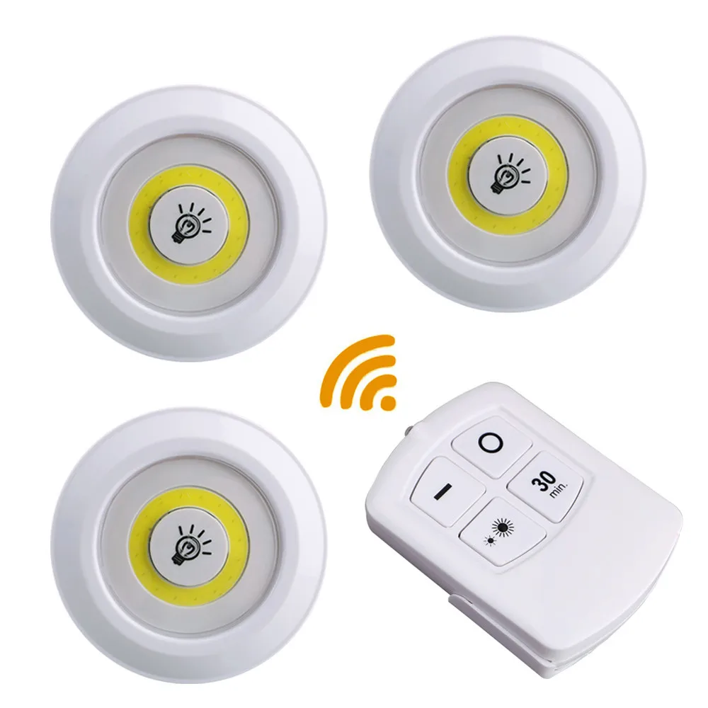 

Wall Lamp Under Cabinet LED Light Dimmable COB Closets Lights Wireless 3 Sets Battery Remote Control For Wardrobe warm white