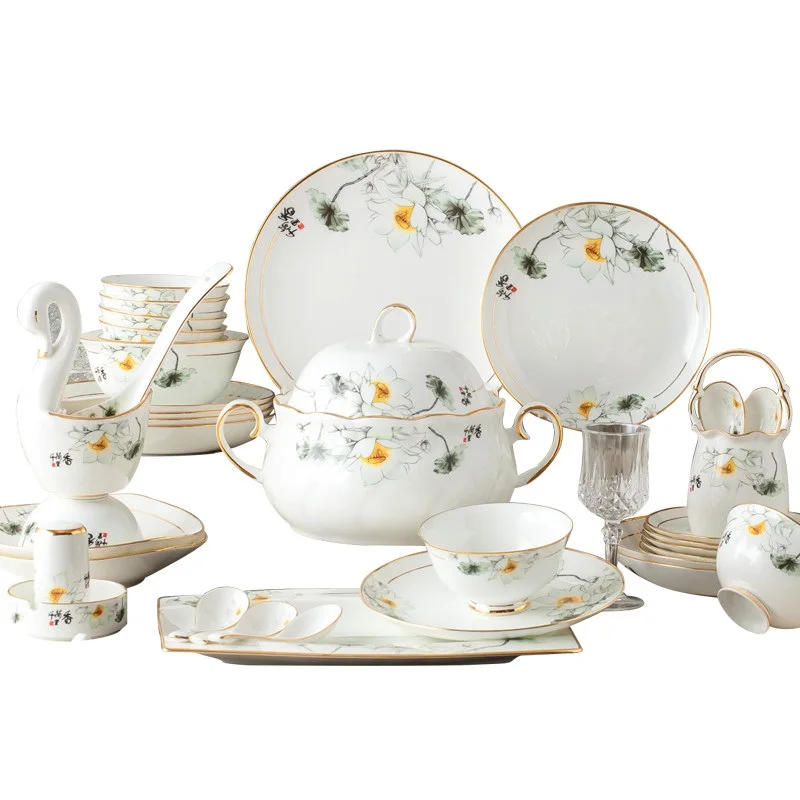 Простая Европейская фарфоровая посуда комплект высококачественной подарочной