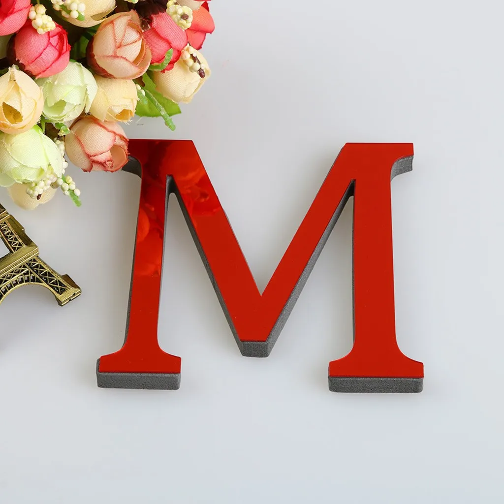 Зеркальная акриловая объемная наклейка сделай сам с 26 буквами большие красные