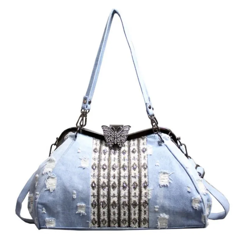 

Ladies Handbags Women Fashion Bags Brand Design Women' Shoulder Bags Denim Rhinestones Decorative