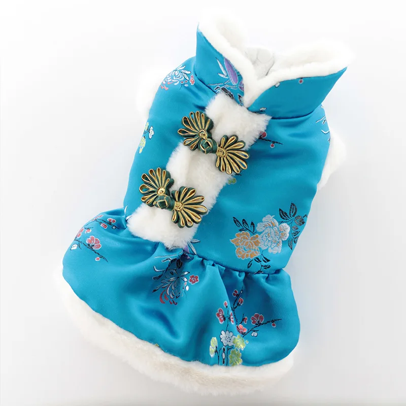 Одежда для собак зимнее китайское Новогоднее платье кошек и костюм Тан Ципао