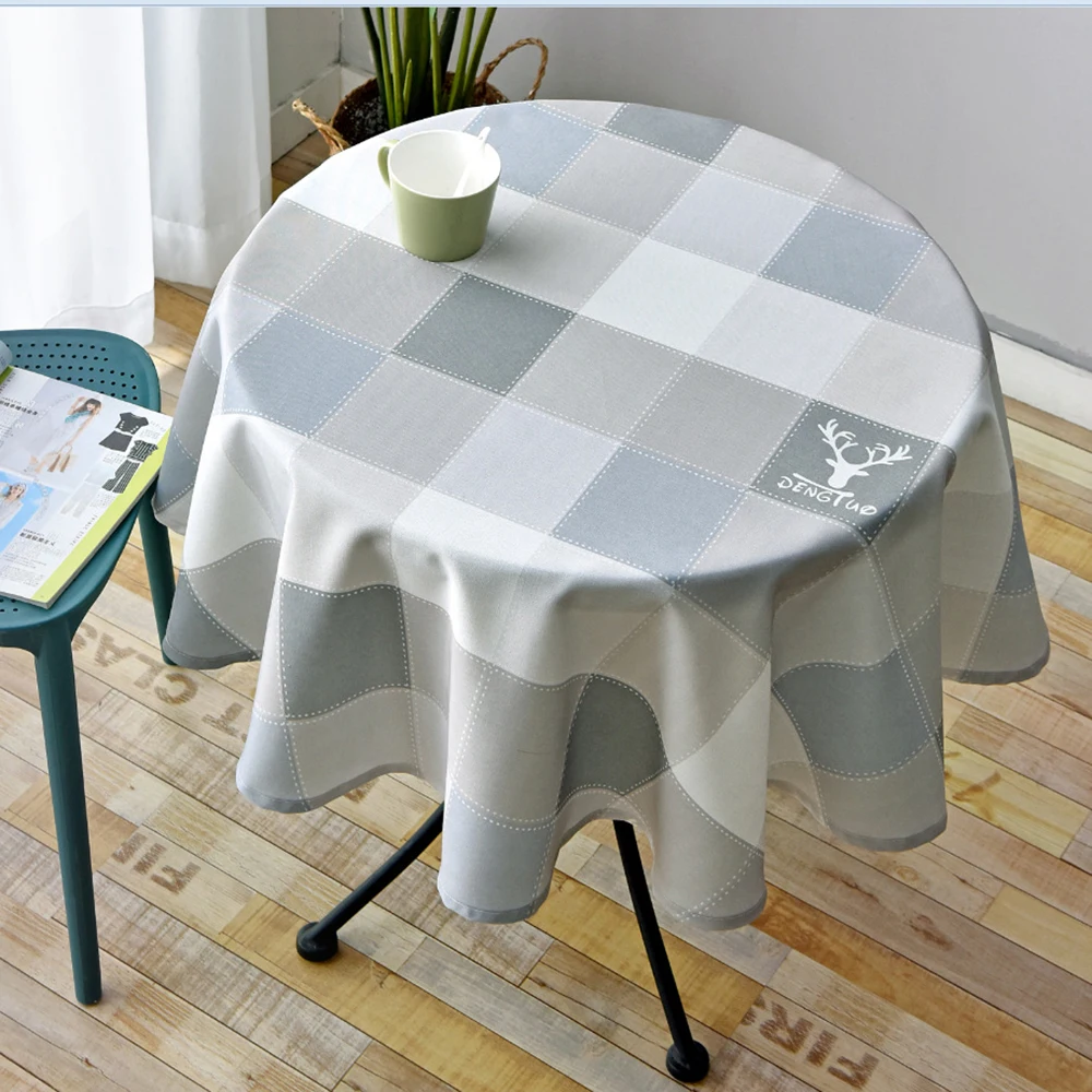 

Simple Round Table Cloth Printing Plaid Tablecloths Plant Pastoral Restaurant Banquet Table Cover Party Tablecloth