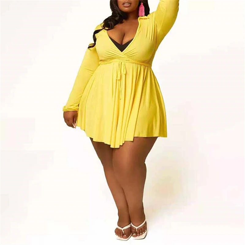 

2021 Sexy Dress For Fat Female Plus Size Midi Dress 5XL Women Deep V Neck Lonfg Sleeve Vintage Party Vestidos Africa Clothing