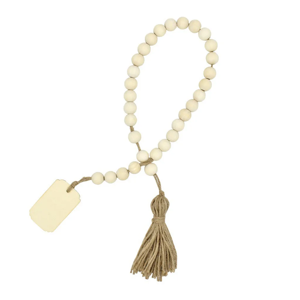 Деревянная гирлянда из бусин с кисточками и бусинами | Дом сад