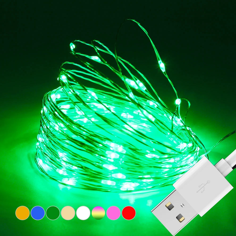 

LED String Lights 10M 5M USB Waterproof Copper Wire Garland Fairy Lights For Christmas Decoration Party With 8 Colors