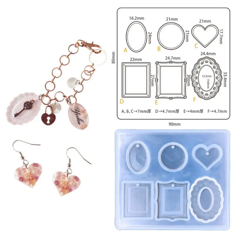 

6 Pack Resin Jewelry Silicone Casting Molds with Tools Set Jewelry Making Tools Pendant Bracelet Earring Diamond Molds
