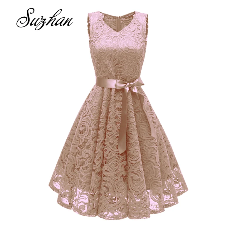 Suzhan элегантные кружевные платья с v-образным вырезом женское винтажное платье