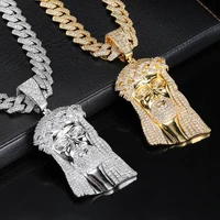 hip hop ice out jesus corolla pendant jewelry fashion cubic zirconia stone necklace cubic zircon link for man women gift