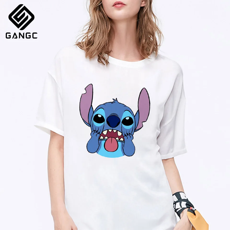 Стич уличная футболка Летняя модная Милая мужские милые футболки женская Топы с