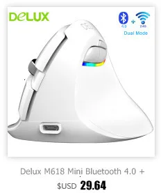 Delux M618 беспроводная Вертикальная мышь, эргономичная компьютерная мышь, Портативная оптическая USB мышь для Xiaomi, ноутбука, ПК, ноутбука Macbook Air