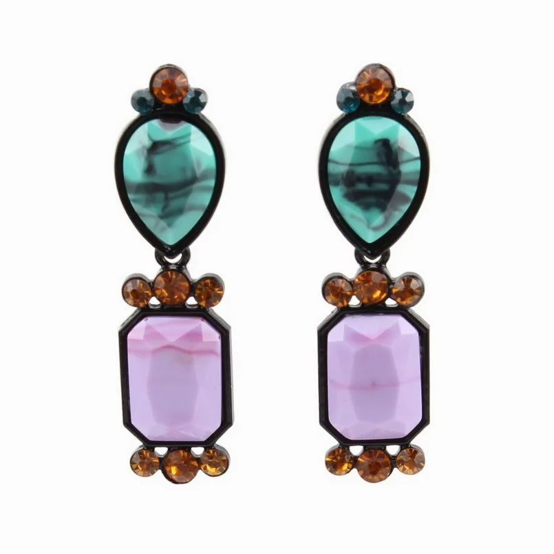 Florosy Модные Новые висячие серьги с листьями и кристаллами для женщин черные