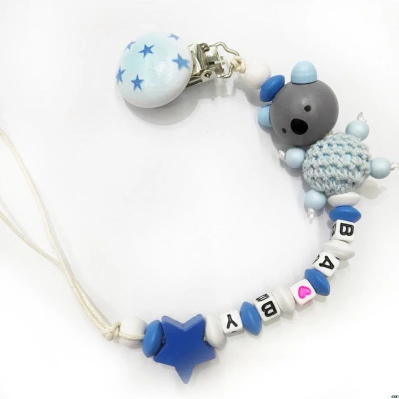

Koala Baby Pacifier Chain Clip Letter Anti-fall Newborn Dummy Pacifier Clip Holder Infant Nipple Feeding