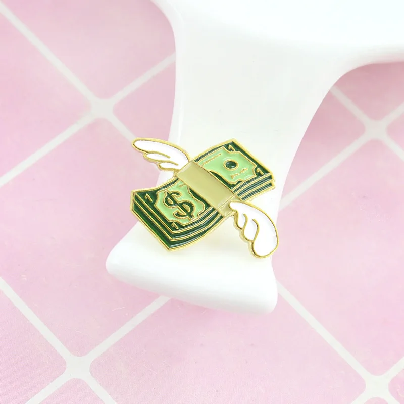 Новые крылья Ангела доллар металлический значок капли масла брошь в виде эмблемы