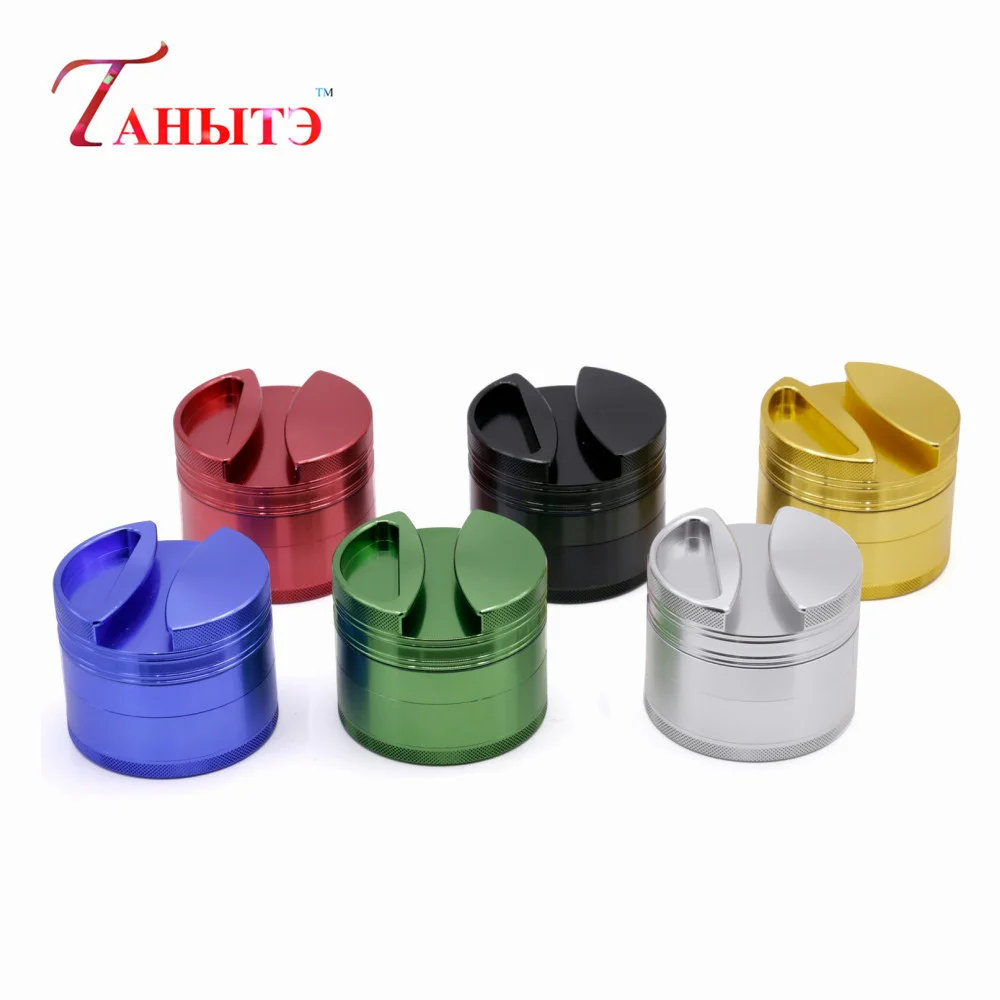 

Biggest 75MM Diameter 4-Layers Aluminum Alloy Bilateral Groove Herb Tobacco Grinder Shark Tooth Herb Crush Manual Weed Mills