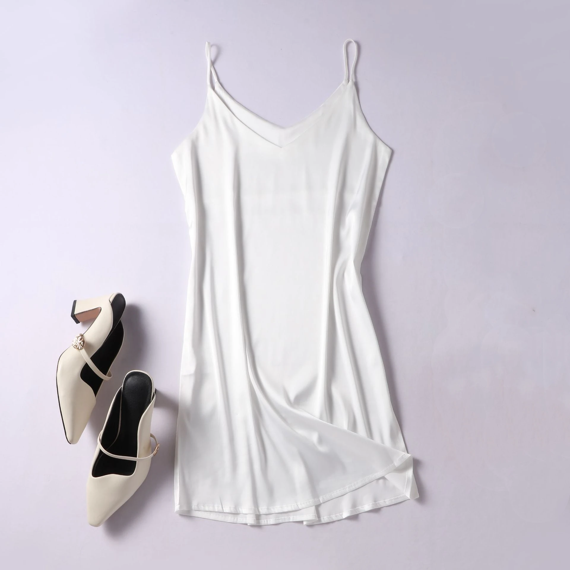 

women dress summer dress 2020 vintage sexy dress white black dress women's dresses Spaghetti Strap Top imitated silk dress