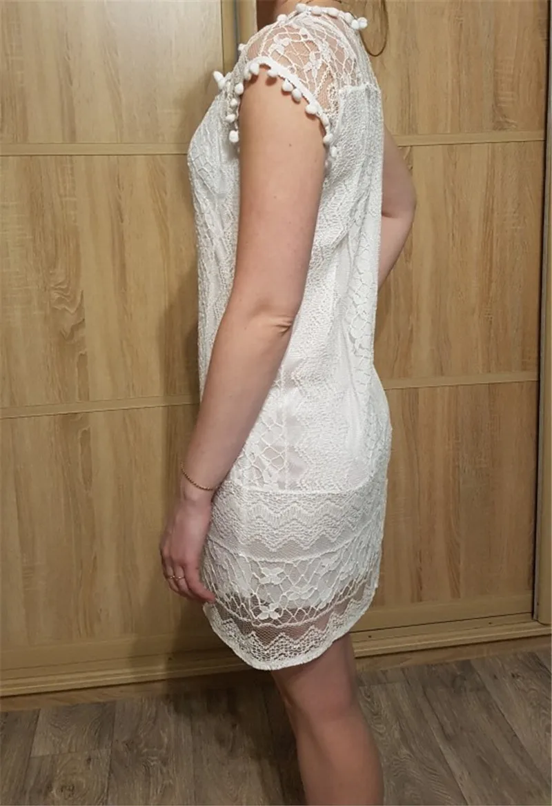 Женское кружевное короткое платье без рукавов летнее пляжное платье-накидка с
