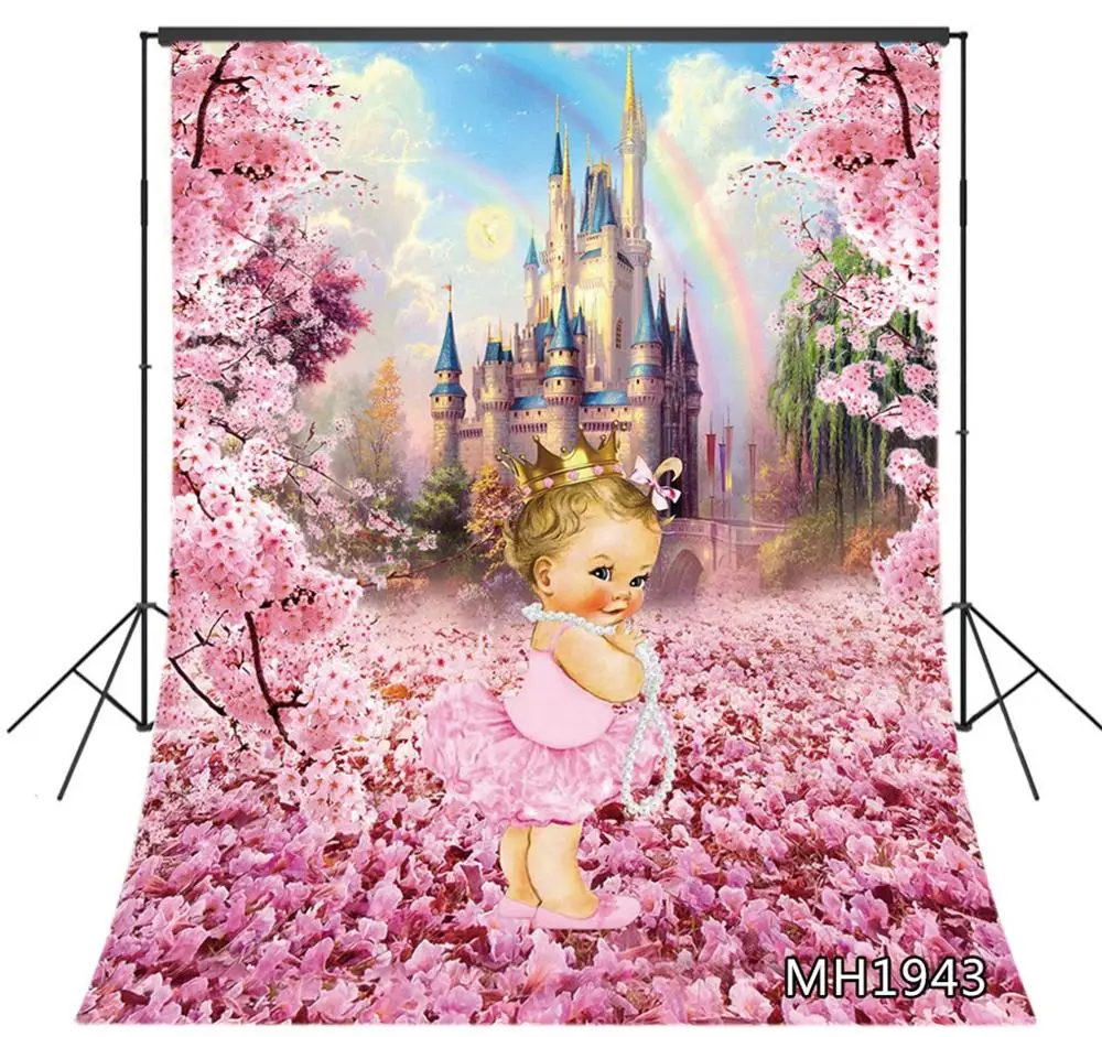 Фон для фотосъемки в честь Дня рождения детей Розовый Вишневый цветок Фантазия