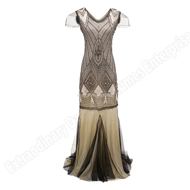 Новинка длинное винтажное платье с оборками большие Гэтсби 1920s расшитое бисером