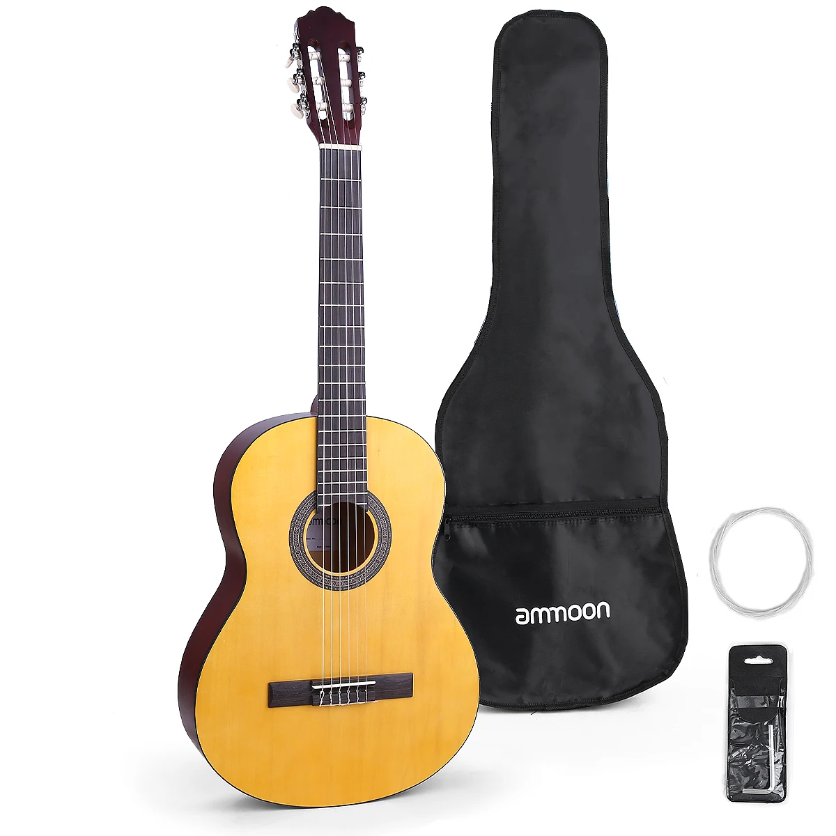 Классическая гитара ammoon CG 12 6 струнная доска Merbau боковая панель с сумкой Gig 39