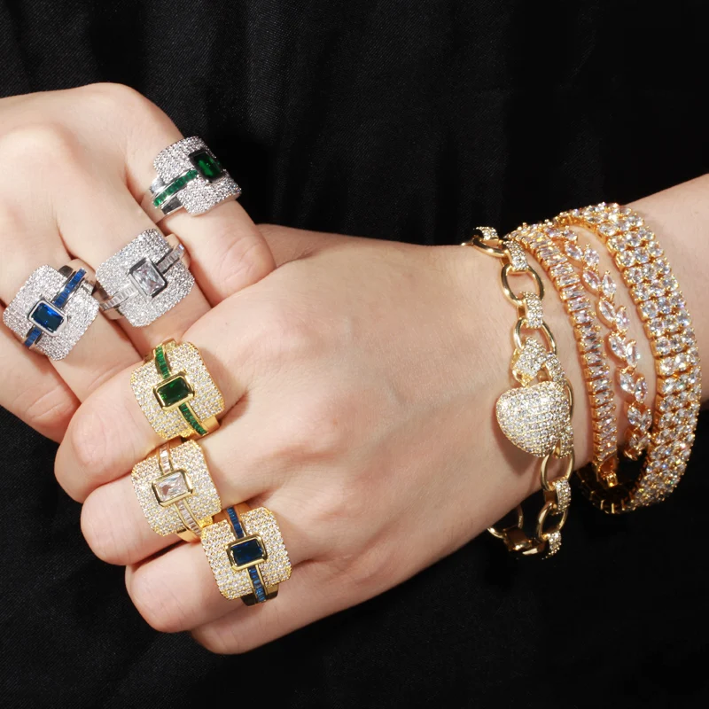 QooLady Европейский стиль Золотой квадратный вырез белый зеленый синий кубический