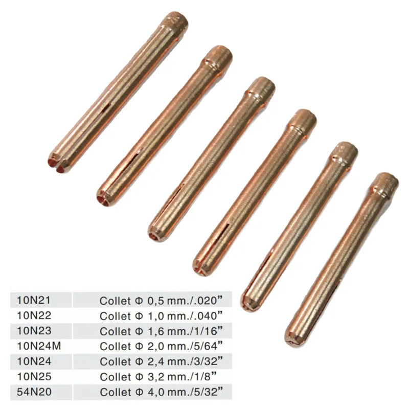 6 шт цанги горелка для сварки вольфрамовым электродом WP-17 WP-18 WP-26 Jasic ndt Chiry