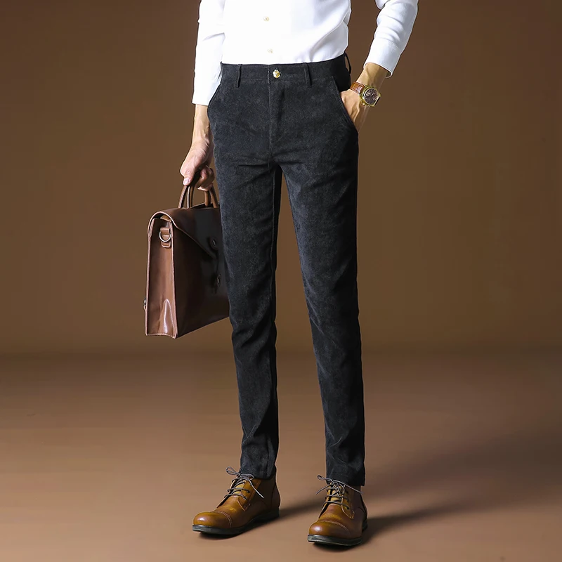 Мужские вельветовые одноцветные брюки/вельветовые брюки мужские деловые