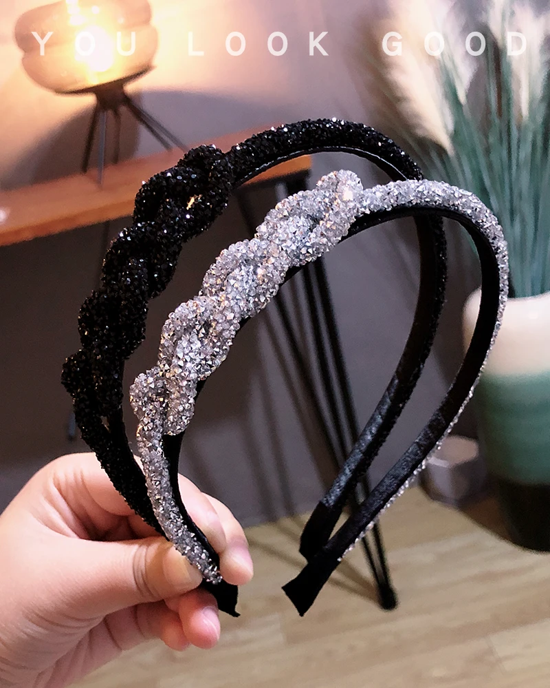 

Women Rhinestone Weaving Bezel Headband Fairy New Fashion Head Hoop Headdress Sweet Simple Handmade Hair Accessories