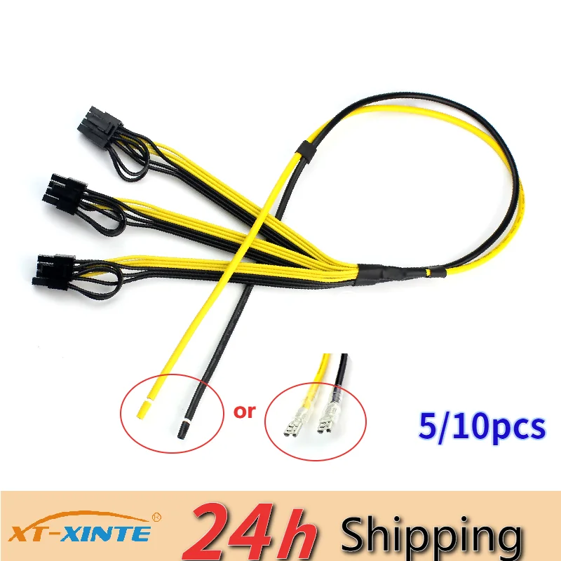 5/10pcs Power Video Card Cable Adapter 3x (6 +2) Pin Line The Main 12AWG + Sub-Line 18AWG Wire for PC Computer - купить по выгодной