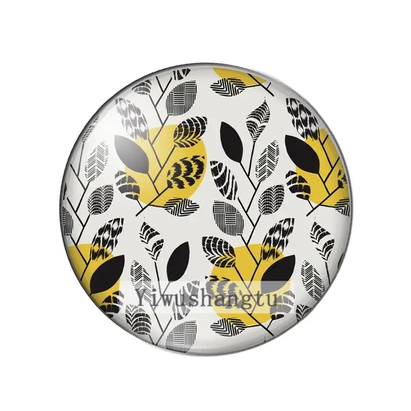 Tree leaves Colourful tropical plant painting 12mm/18mm/20mm/25mm Round photo glass cabochon demo flat back Making findings | Украшения и