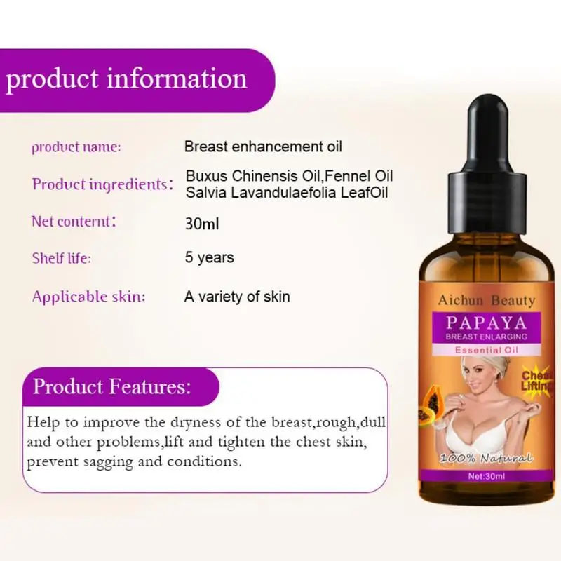 

Papaya Chest Massage Lifting Breast Oil Enhancement Repair Lift Up Firm Breast Enlargement Moisturizing Essential Oil Chest Care