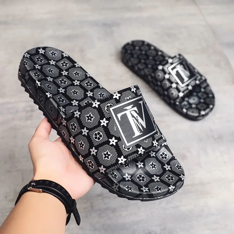 Мужские летние шлепанцы роскошные брендовые с принтом легкие для душа новинка 2021