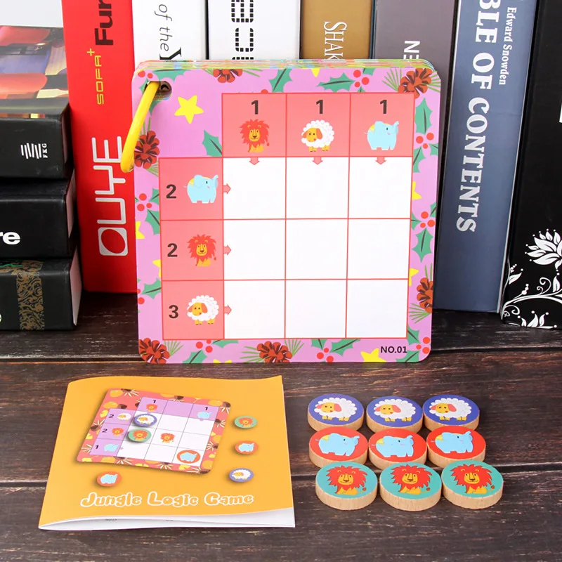 39 шт. деревянные Логические игры с животными (jiugong Grid) Интерактивная игрушка для