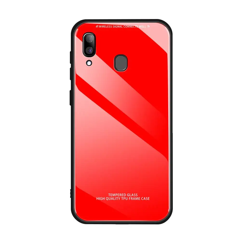 Красный 4 Карамельный цвет Стекло задняя крышка чехол для samsung Galaxy A50 A60 A70 A40 A30 A10 S10E S10 S9 S8 плюс A7 A750 красный черный, белый, розовый цвет - Цвет: Красный
