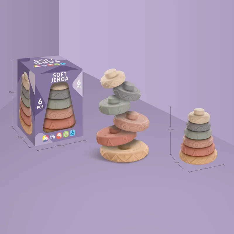 

Children's Rainbow Circle Building Block Dinosaur Toy Children's Cartoon Educational Early Education Toy PVC Safety Material