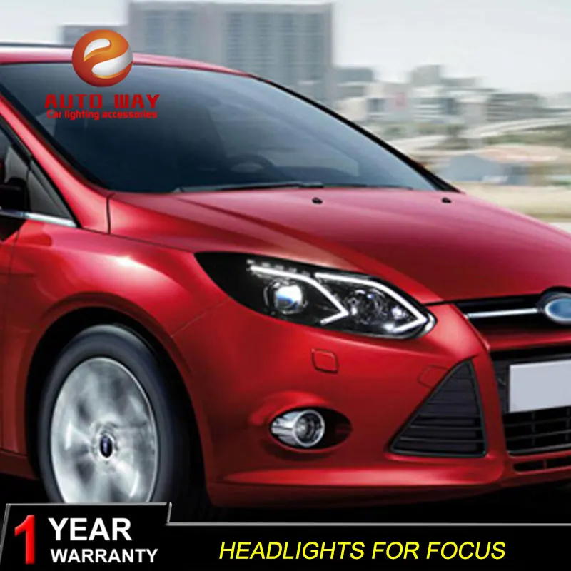Чехол для стайлинга автомобиля Ford Focus 2012-2014 светодиодный DRL двойной луч HID