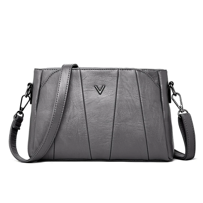 GRAY Новые женские сумки-мессенджеры Feminina Bolsa роскошные кожаные сумки женские сумки дизайнерские Sac основная Женская Повседневная сумка на плечо - Цвет: GRAY