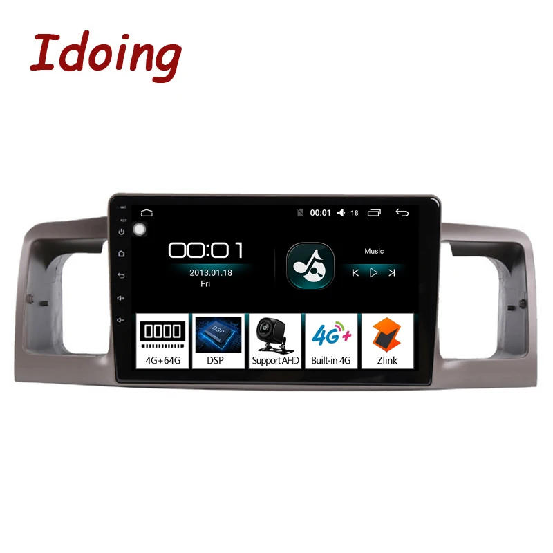 Автомобильный мультимедийный DVD проигрыватель Idoing 9 дюймов 2.5D IPS Android GPS для Toyota