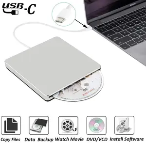 Внешний DVD-привод для горелки, USB 3,0Type-C оптический привод, Тонкий Слот для CDDVD +-RW конфорка, проигрыватель USB C Superdrive для Mac Window