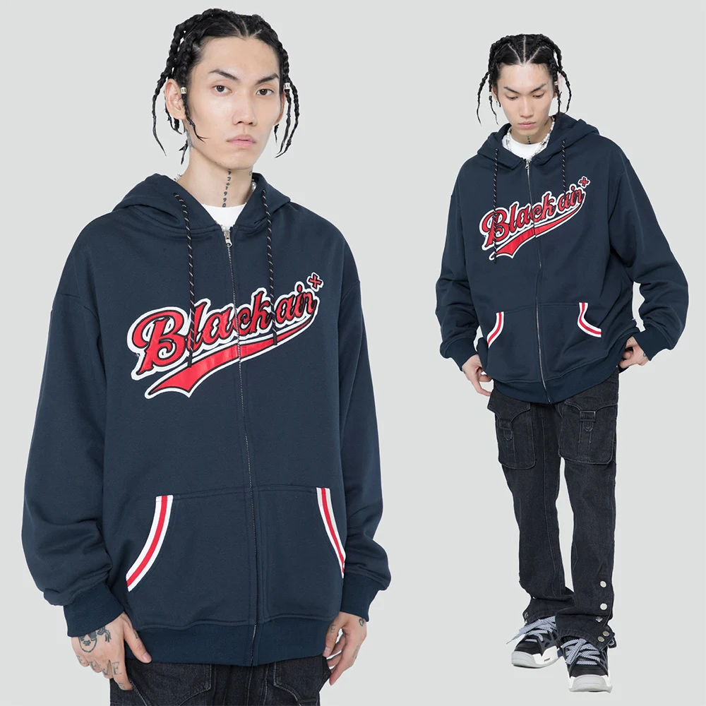 

Hoodie with Zipper for Men Women Embroidery Letters Hooded Sweatshirt Streetwear Hip Hop Harajuku Pullover Clothing with Pockets