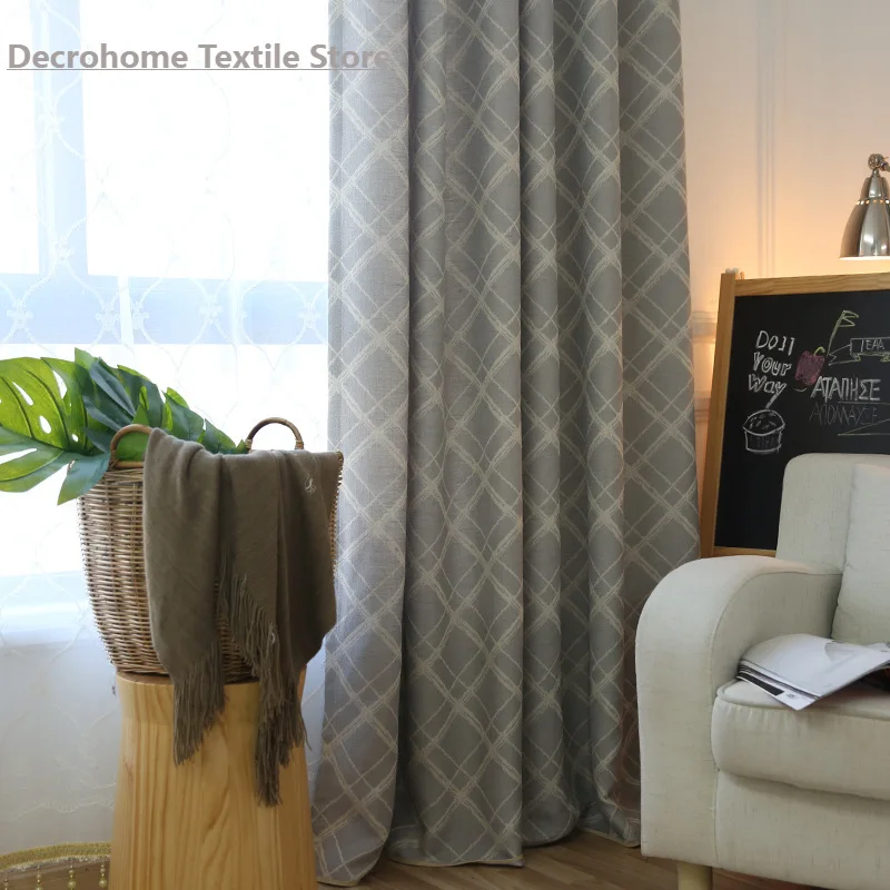 

Linen Cotton Curtain Thickened Striped Modern Simple Curtains Bedroom Living Room Linen Blackout Curtains