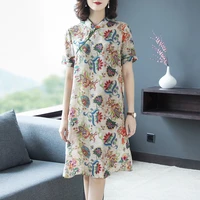 plus size m 4xl vintage women party dresses elegant floral print chinese cheongsam dress summer ladies mini dress vestidos